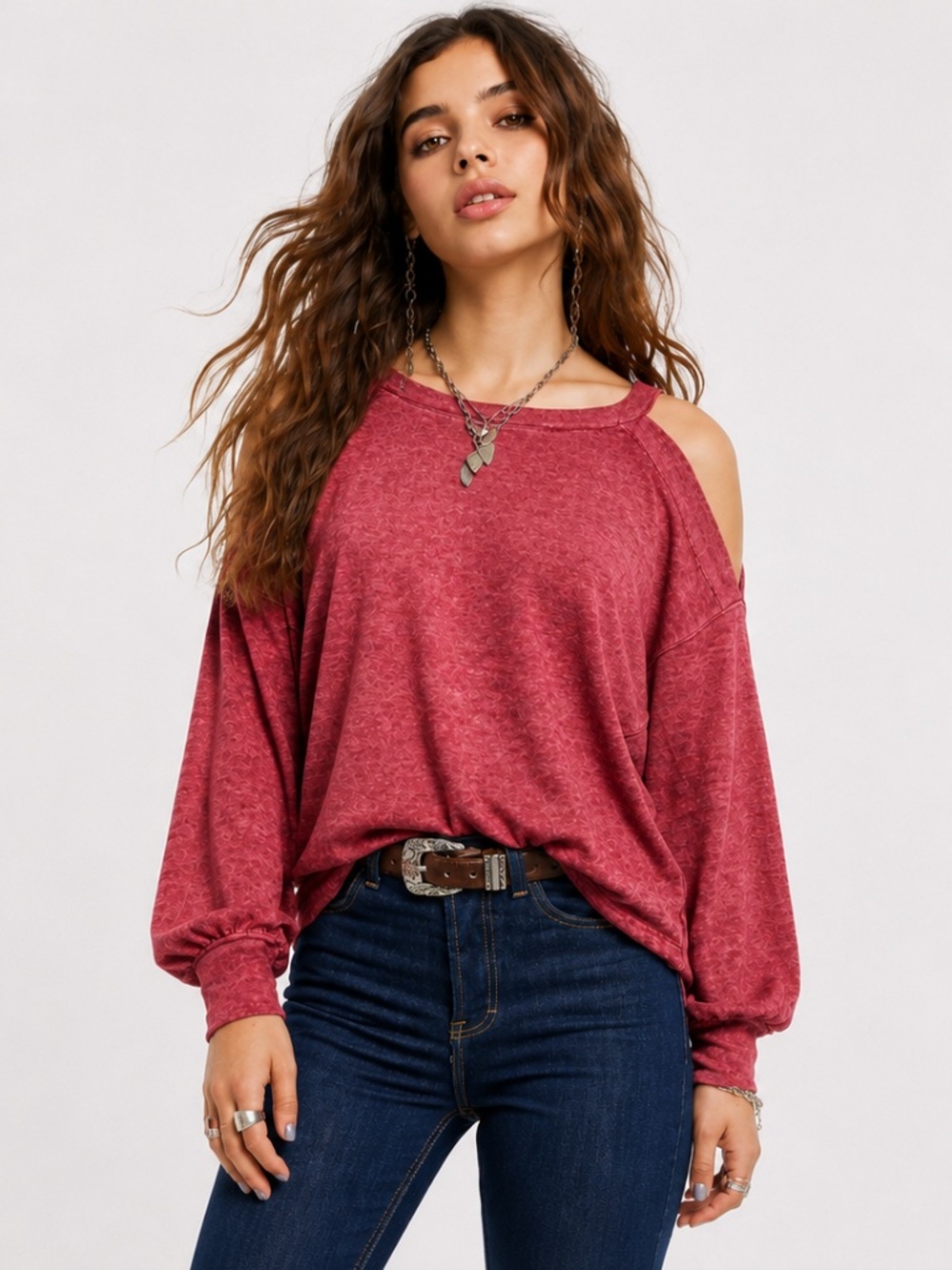 Free People Chill Out Long Sleeve Blouse Relaxed Boho Women Size L